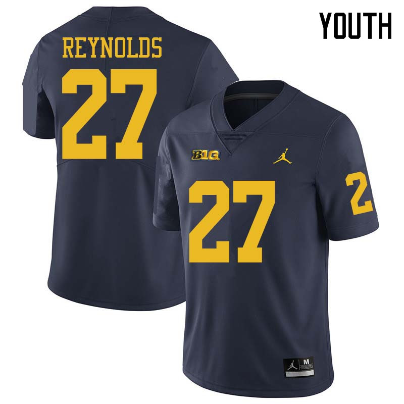 Jordan Brand Youth #27 Hunter Reynolds Michigan Wolverines College Football Jerseys Sale-Navy